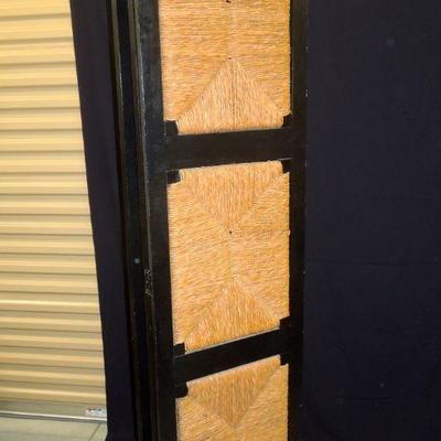 Lot 215: Wood and Rattan Folding Privacy Screen 