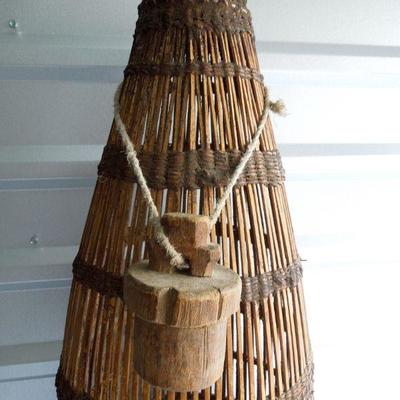 Lot 44: Large Antique Native American Fish Trap Basket 