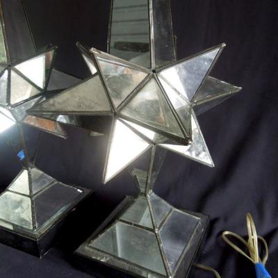 Lot 136: Pair of Retro Atomic Mirror Paneled Star Lamps