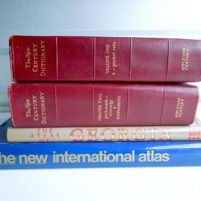 Lot 37: Vintage New Century Dictionary 2 Vol Set and Atlases