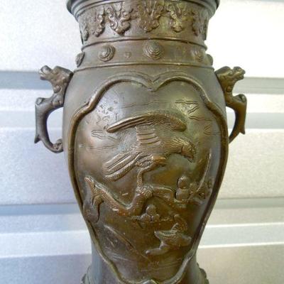 Lot 188: Pair of Pedestal Brass Urns Antique Lamps 20th Century