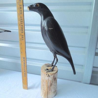 Lot 50: Pair of Wood Carved Black Birds 