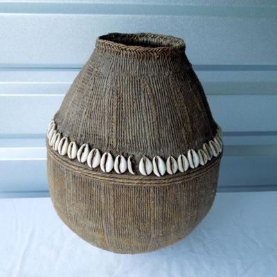Lot 52: Antique Ethiopian Turkana Lidded String Milk Jar