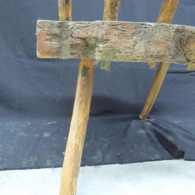 Lot 216: Primitive Hand Hewn Stick Back Chair Early 19th Century