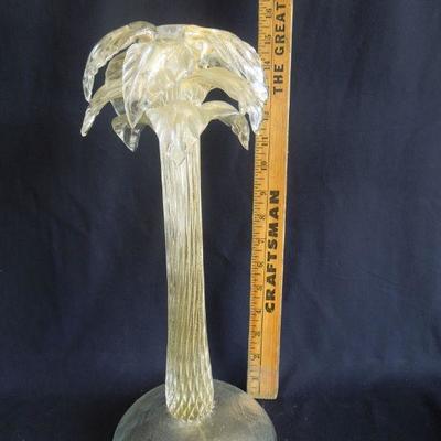 Lot 125: Three Handblown Glass Palm Tree Candle Sticks