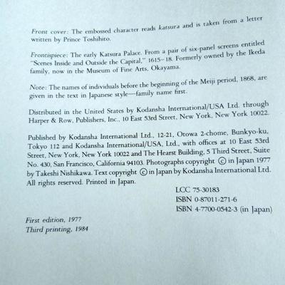 Lot 33: "Katsura- A Princely Retreat" by Akira Naito 1984 Book