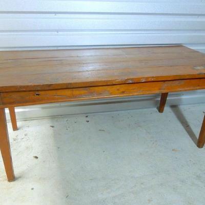 Lot 213: Antique Reclaimed Rustic Wood Farm Table