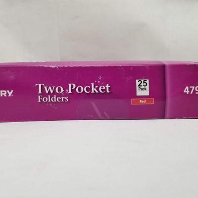 Avery Two Pocket Folders - 25 Pack, Red - New