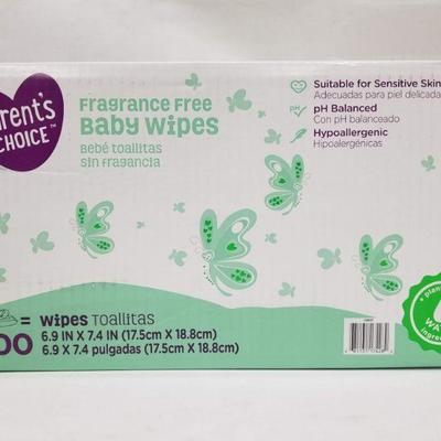 Parent's Choice Fragrance Free Baby Wipes - 1200 (12pks of 100) - New