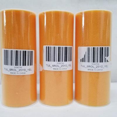 Tulle 6in x 25yd - 3 Rolls - Yellow - New