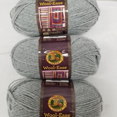 Lion Brand Yarns - Wool-Ease - 3 Skeins, Gray - New