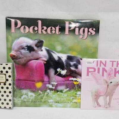 2019 Calendars Set of 2: Pocket Pigs, In The Pink!, and 2yr Planner - New