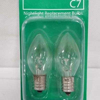 Lot of 8 C7 Light Bulbs - 7 Watts, Clear - New