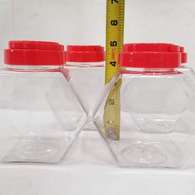 Set of 4 Small Plastic Containers - Red Lids - New