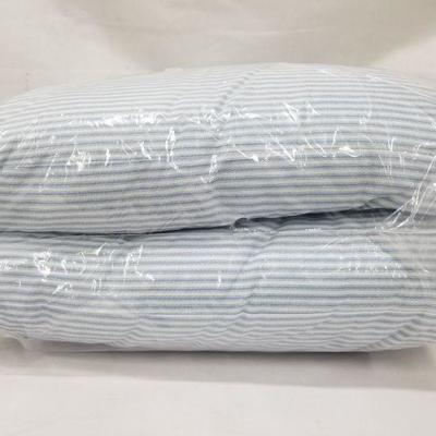 Standard Pillows - Pair, White/Blue Striped - New