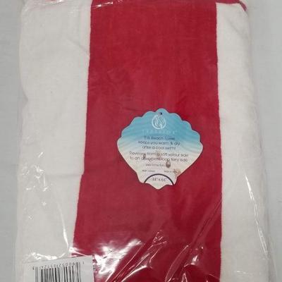 Superior Red & White Striped Beach Towel - 34