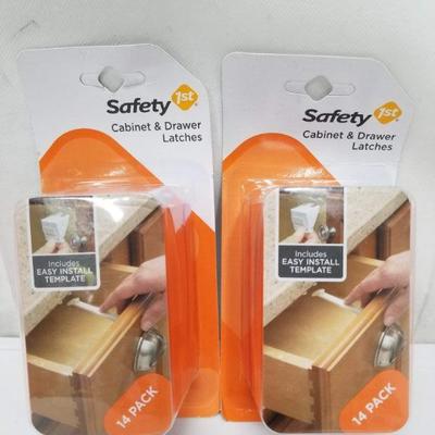 Safety 1st Cabinet & Drawer Latches - 14 Pack, Qty 2 (28 Total) - New