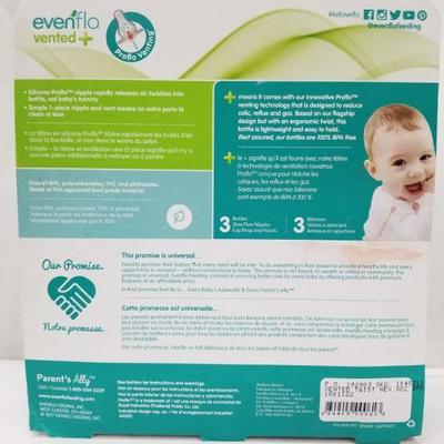 EvenFlo Vented Baby Bottle 3 Pack - 3 oz to 8 oz - New