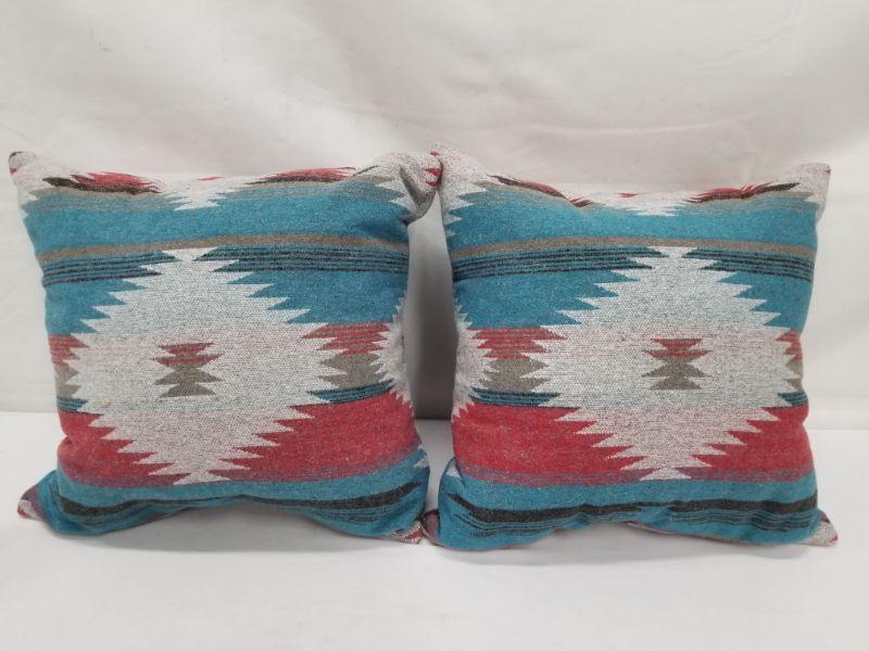 Bhg 18x18in Throw Pillow Pair Southwest Diamonds Turquoise