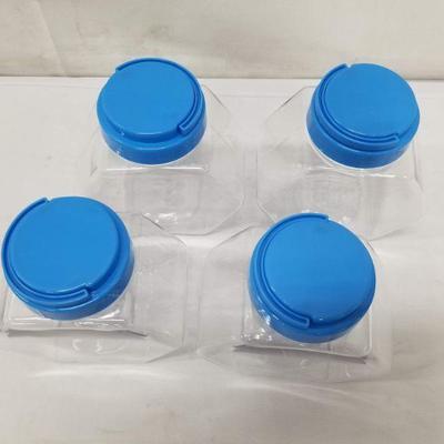 Set of 4 Small Plastic Containers - Blue Lids - New