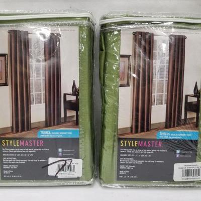 Stylemaster Tribeca Grommeted Window Panel Pair - 56x84in, Emerald - New