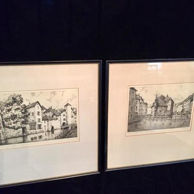 Lot 27 - 4 Signed and Framed Charles Nollet Etchings