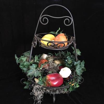 Lot 50 - Iron Candle Holders and Iron Fruit Basket