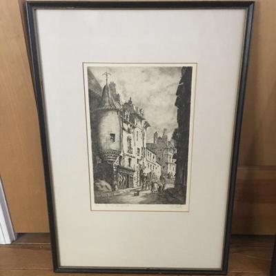 Lot 47 - Pair of Charles Nollett signed and framed etchings.