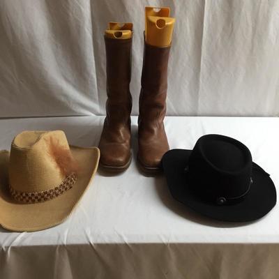 Lot 91 - Menâ€™s Leather Boots and Western Hats