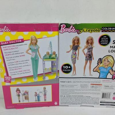 Barbie Baby Doctor & Barbie Crayola Color- In Fashions - New