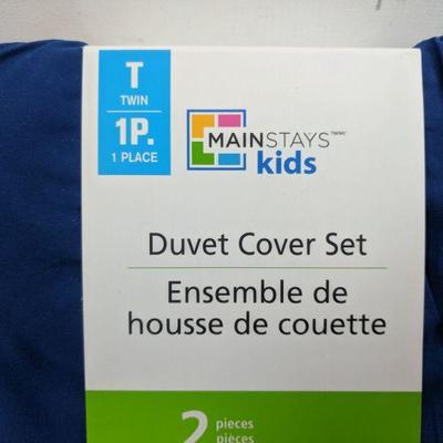 Mainstays Kids Duvet Cover Set, Twin, Royal Blue - New