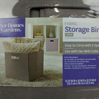 Better Homes & Gardens Fabric Storage Bin, Taupe, Set of 2 - New