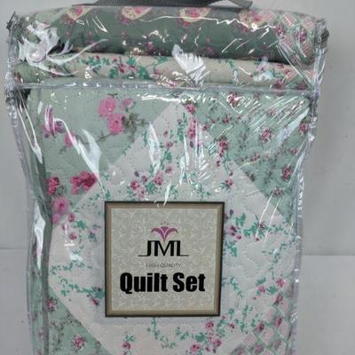 JML Quilt Set, Floral, King - New
