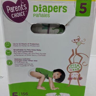 Parent's Choice Diapers, Size 5, 156 Ct - New
