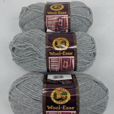 Lion Brand Yarns Wool-Ease, Gray, 3 oz, 197 yd., Set of 3 - New