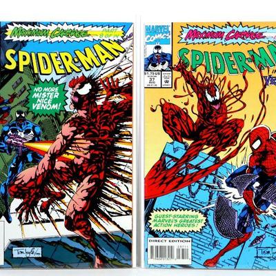 SPIDER-MAN #36 #37 Maximum Carnage Parts 8 and 12 Marvel Comics 1993 - NM+