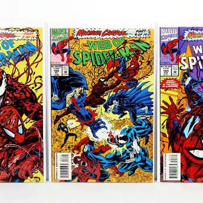 WEB OF SPIDER-MAN #101 #102 #103 Carnage Parts 2 6 10 Venom Marvel Comics 1993