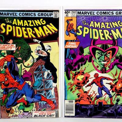 AMAZING SPIDER-MAN ##204 #207 Bronze Age Comic Books 1980 Marvel Comics