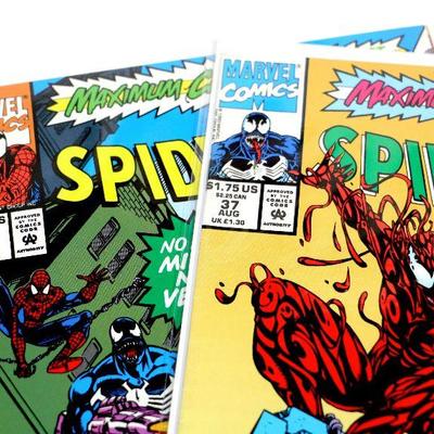 SPIDER-MAN #36 #37 Maximum Carnage Parts 8 and 12 Marvel Comics 1993 - NM+