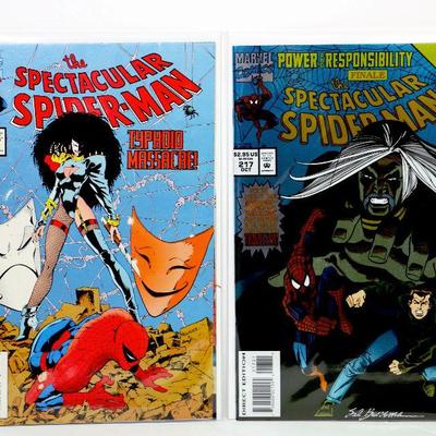SPECTACULAR SPIDER-MAN #213 #217 Foil Covers Variants Marvel Comics 1994 - NM