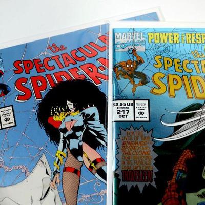 SPECTACULAR SPIDER-MAN #213 #217 Foil Covers Variants Marvel Comics 1994 - NM
