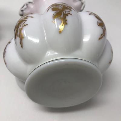 118:  Two Fenton  Hand Painted Ruffle Vases 