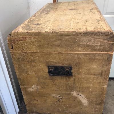 176:  Antique Solid Wood Travel Chest