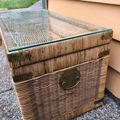 316:  Vintage Wicker Chest with Glass Top 