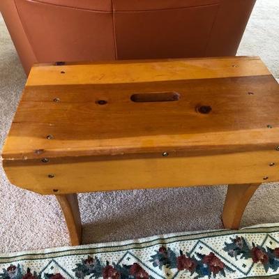 204:  Antique Tapestry and Wood Footstool 