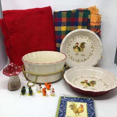 205:  Royal Doultan Pie Plates, Casserole Bowl and Other Chicken Decor
