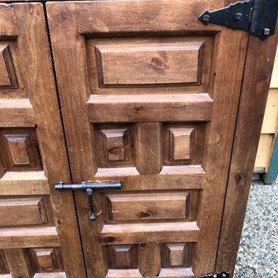 306:  Antique Solid Wood Entry Cabinet
