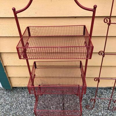 318:  Red Kitchen Storage Rack and Red Plate Wall Rack 