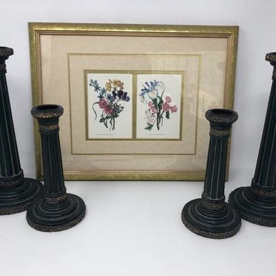 196:  Candlesticks and Framed Art