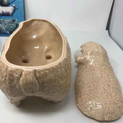 187:  Sheep Cookie Jar, Cow Pottery and Others